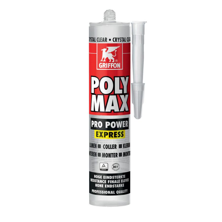 Montagelijm POLY MAX PRO POWER EXPRESS transparant koker a 300g VVE=12