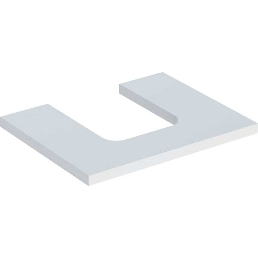 Wastafelblad voor opzetwastafel 60cm mat wit uitsparing afgerond gecentreerd ONE