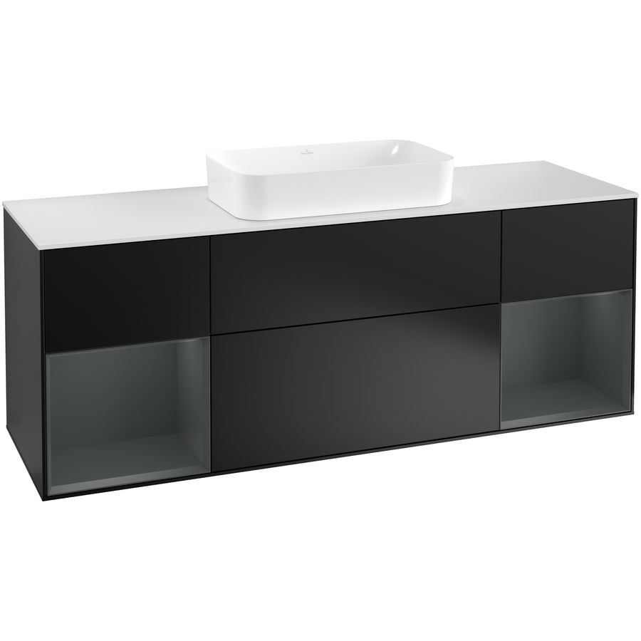 Wastafelonderkast Finion 1600x603x501mm Black Matt Lacquer G331HGPD