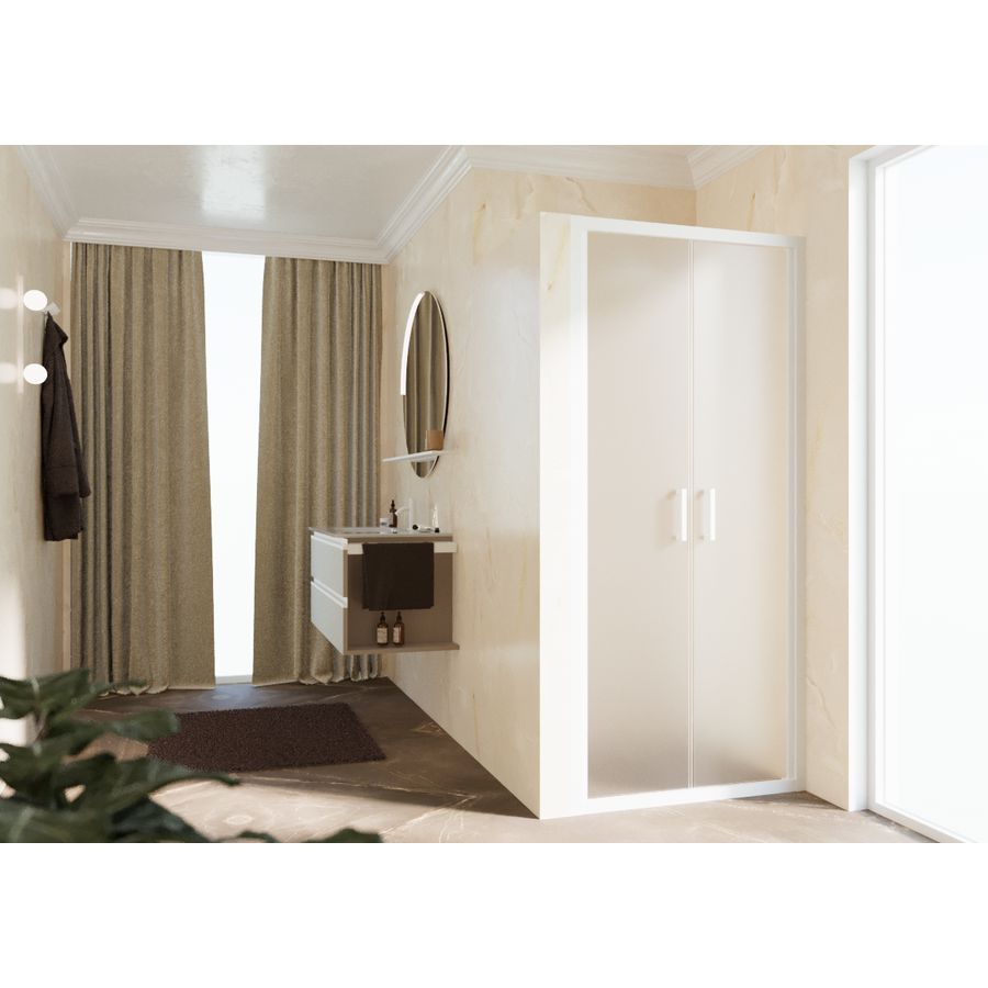 Deur Zeph 2.0 2B 66 2-Delige Klapde.66-72 Satin Glas Wit Mat