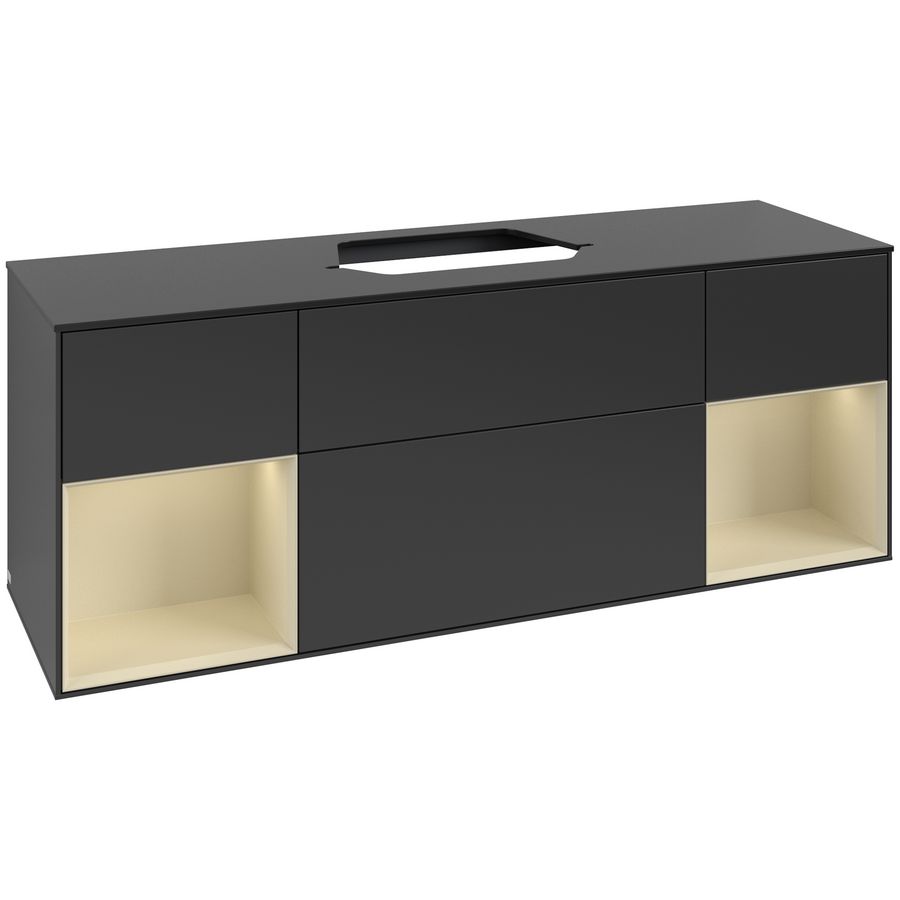 Wastafelonderkast Finion 1600x603x501mm Black Matt Lacquer F452HJPD