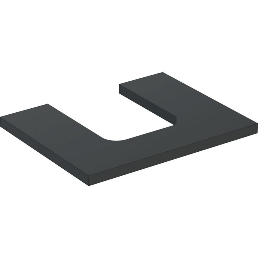 Wastafelblad voor opzetwastafel 60cm lava mat uitsparing afgerond gecentreerd ONE