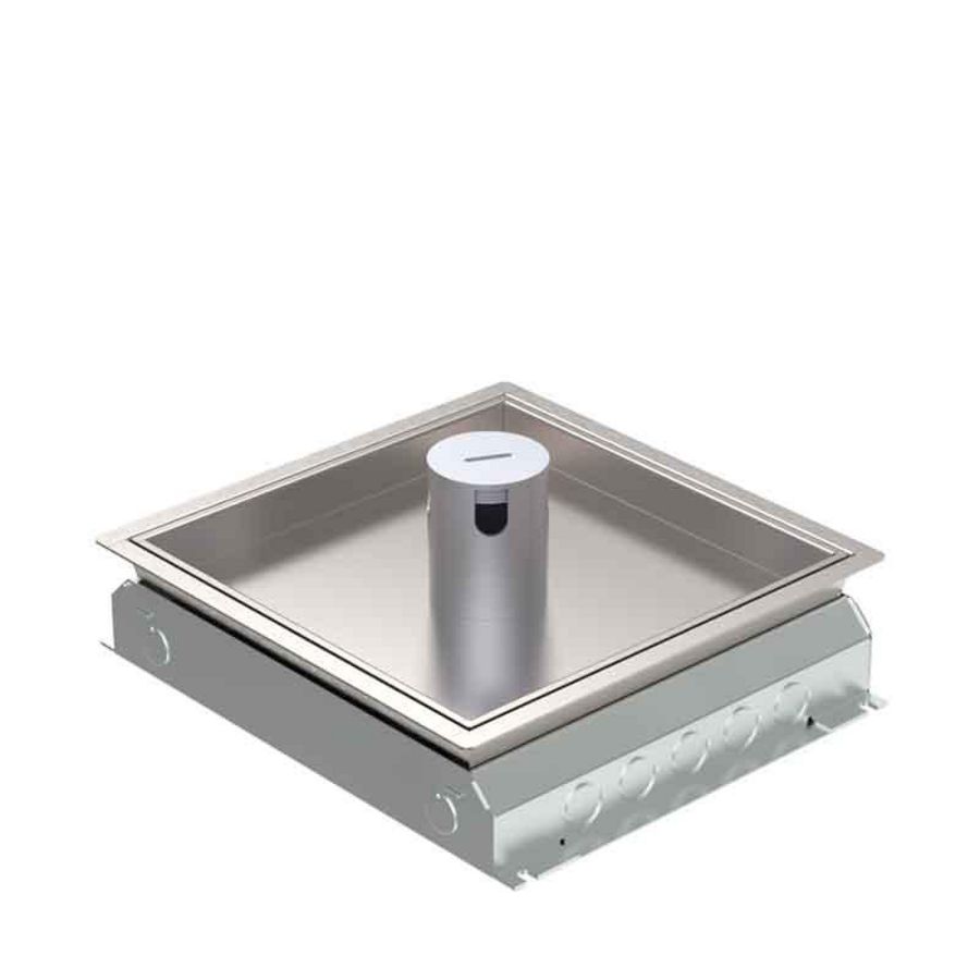 Vloercontactdoos instort 50mm 2x wandcontactdoos 8x data uitsparing RVS T25 IP55