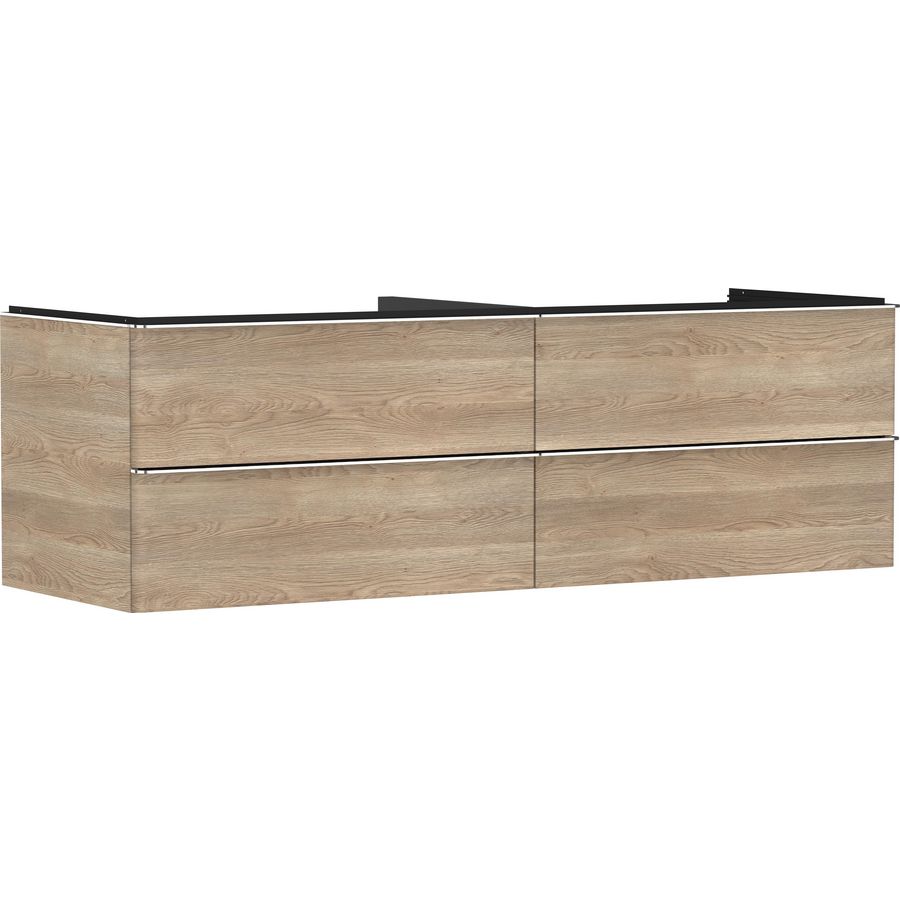 Onderkast Natural Oak 1560x550mm 4x la voor consoles met waskom greepkleur chroom Xelu Q 54092000