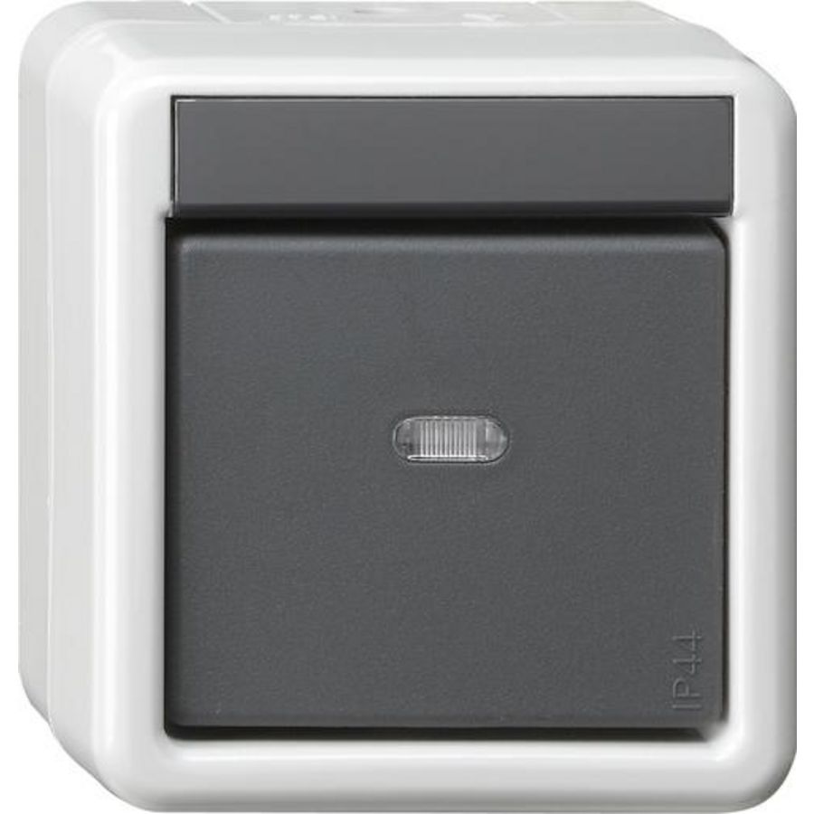Drukcontact -BA 1-voudig ctrl.v. + 2-punts KNX spatwaterdicht opbouw grijs
