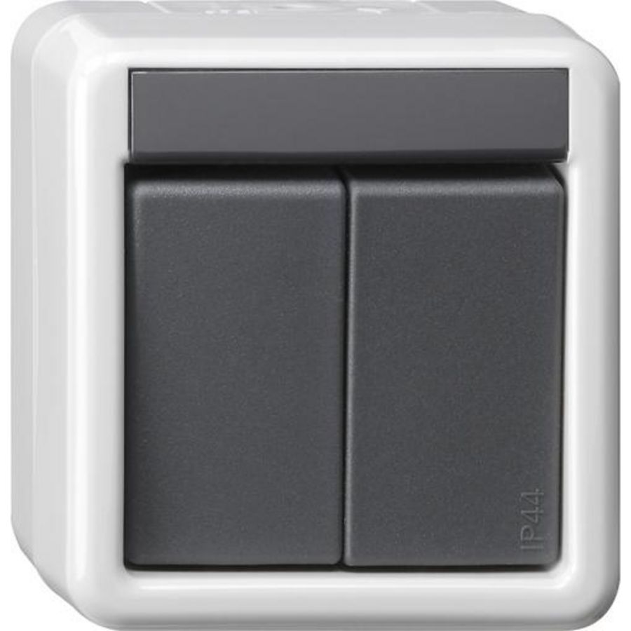 Drukcontact -BA 2-voudig 1-punts KNX spatwaterdicht opbouw grijs