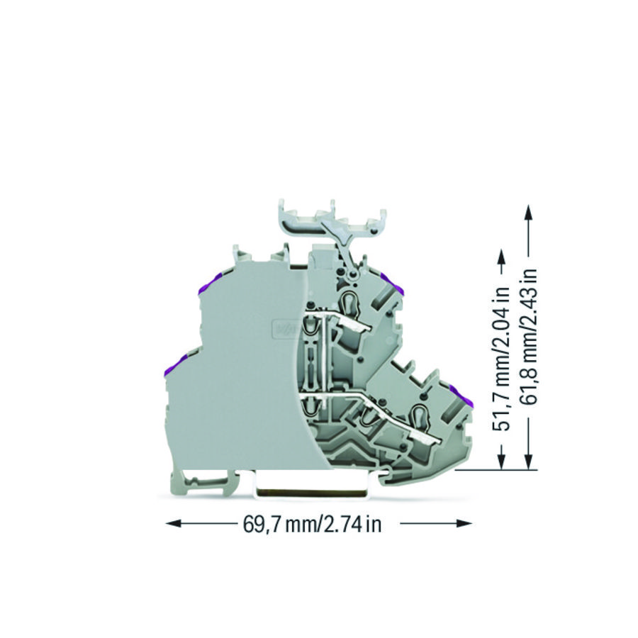 2etageklem 4-draads rijg afsl.plaat 2002-2238/099-000 VVE=50