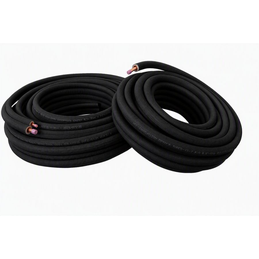 Rol a 30mtr. WICUClim Duo geisoleerde koperen koelleiding 1/4"+ 3/8" zwart (6,35mm/9,52mm)