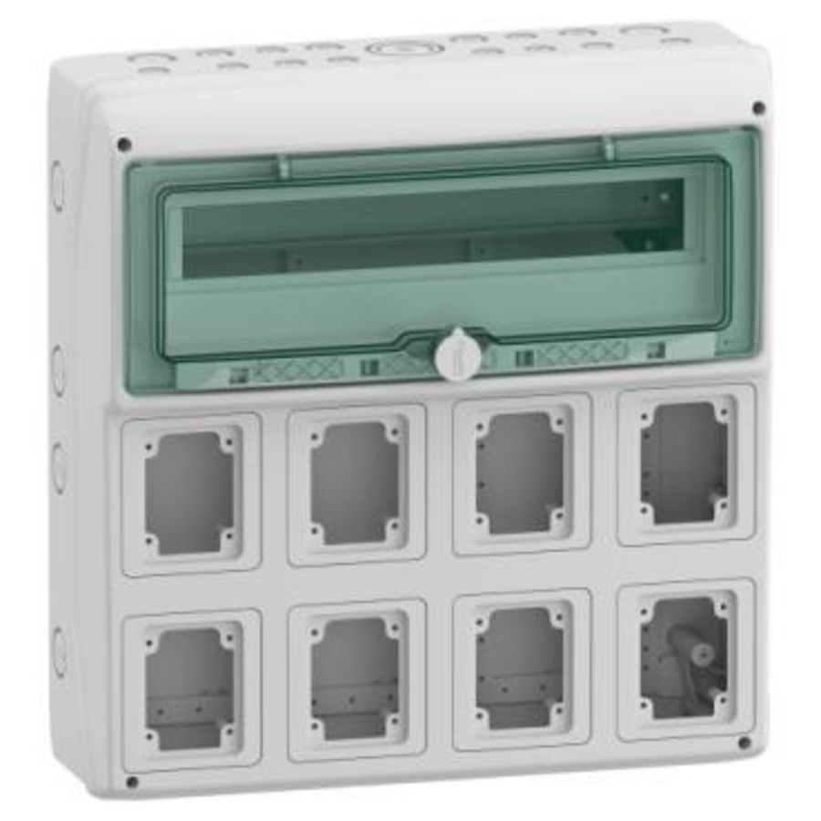 Verdeler contactdoos 1x18 modulen 8 openingen 90x100mm (W)448mm