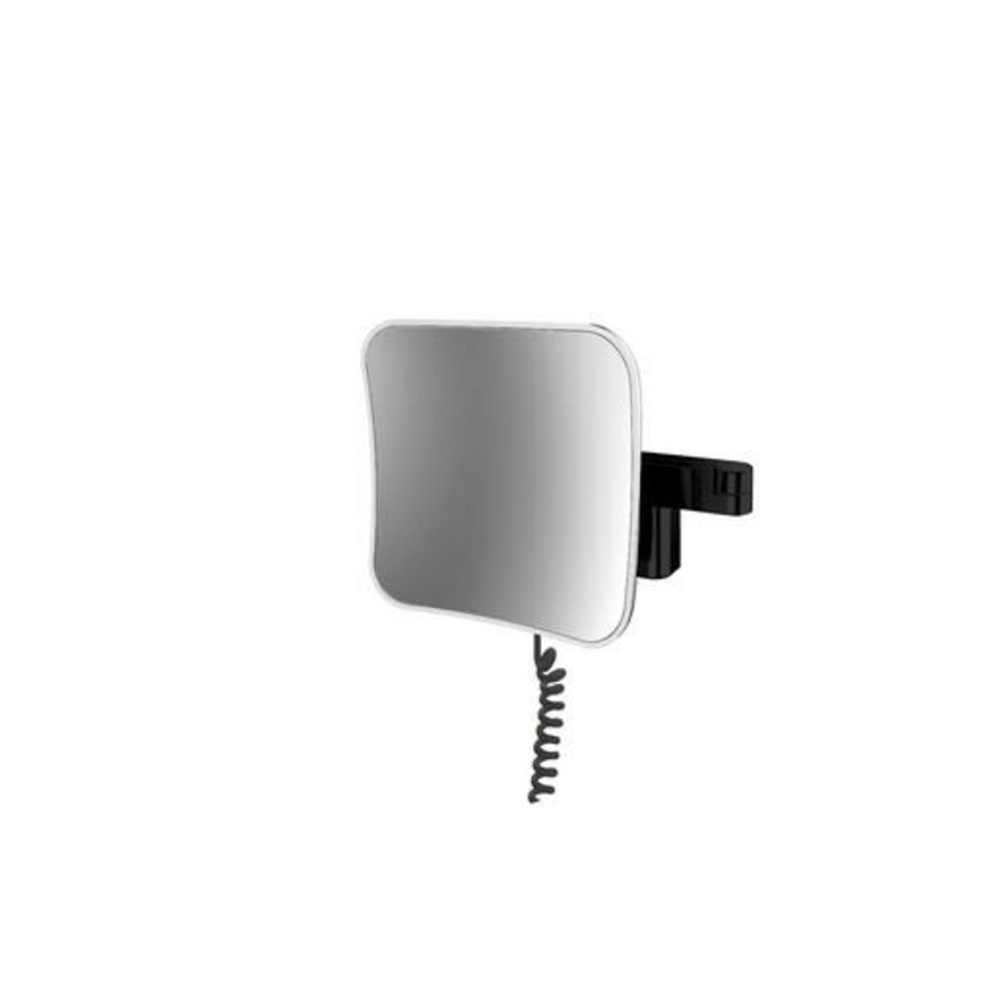 Evo scheerspiegel LED 209x209mm 2-armig snoer 5x vergr zwart