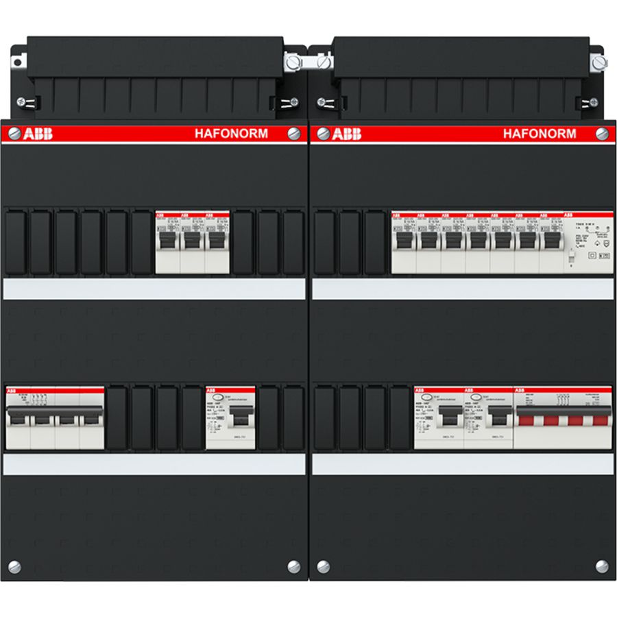 Installatiekast 10x achter 3x 30mA = HS + D + T 3-fasen