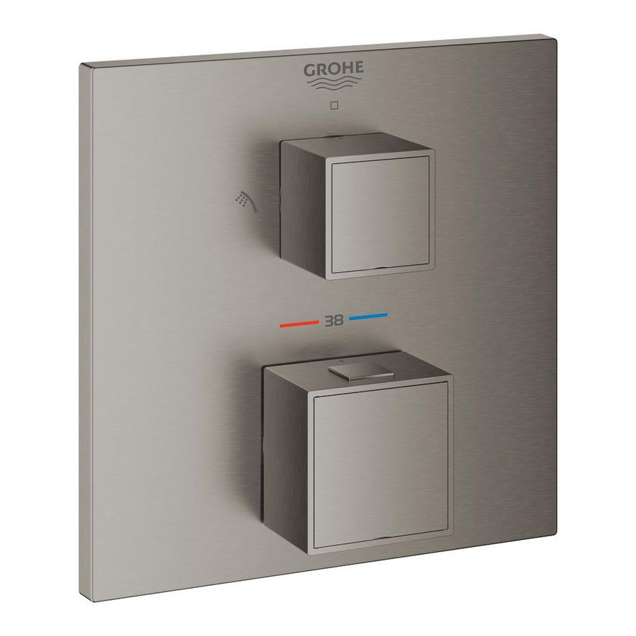 Afbouwdeel Grohtherm Cube omstel hoofd/handdouche hard graphite geborsteld (mat donker grijs)