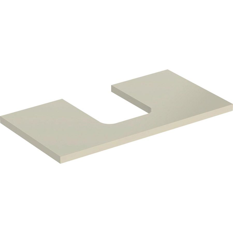 Wastafelblad voor opzetwastafel 75cm zandgrijs hoogglans uitsparing afgerond gecentreerd ONE