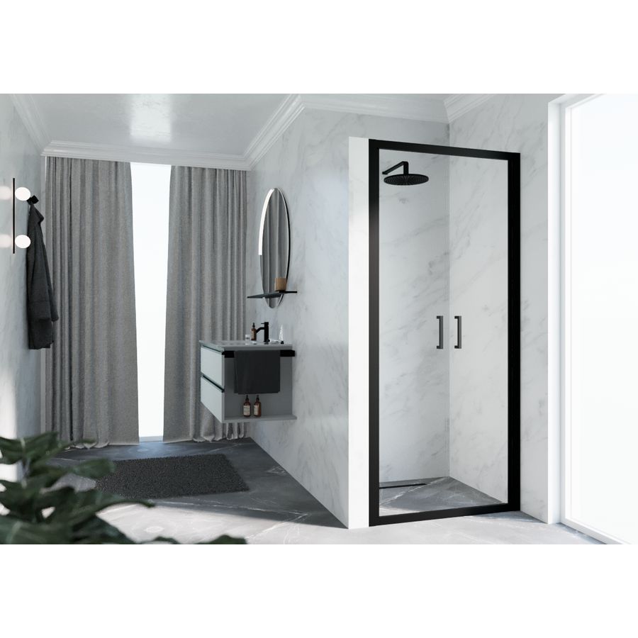 Deur Zeph 2.0 2B 66 2-Delige Klapde.66-72 Helder Glas Zwart