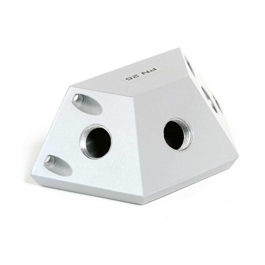 Persluchtverdeeldoos aansl. 1"bn.dr. 3x uitgang 1/2"bn.dr.