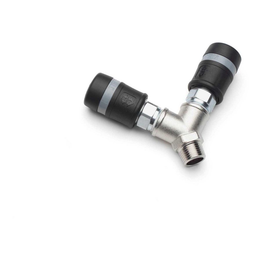 Y-stuk met 2 veiligheidskoppelingen perslucht 1/2"bt.dr.