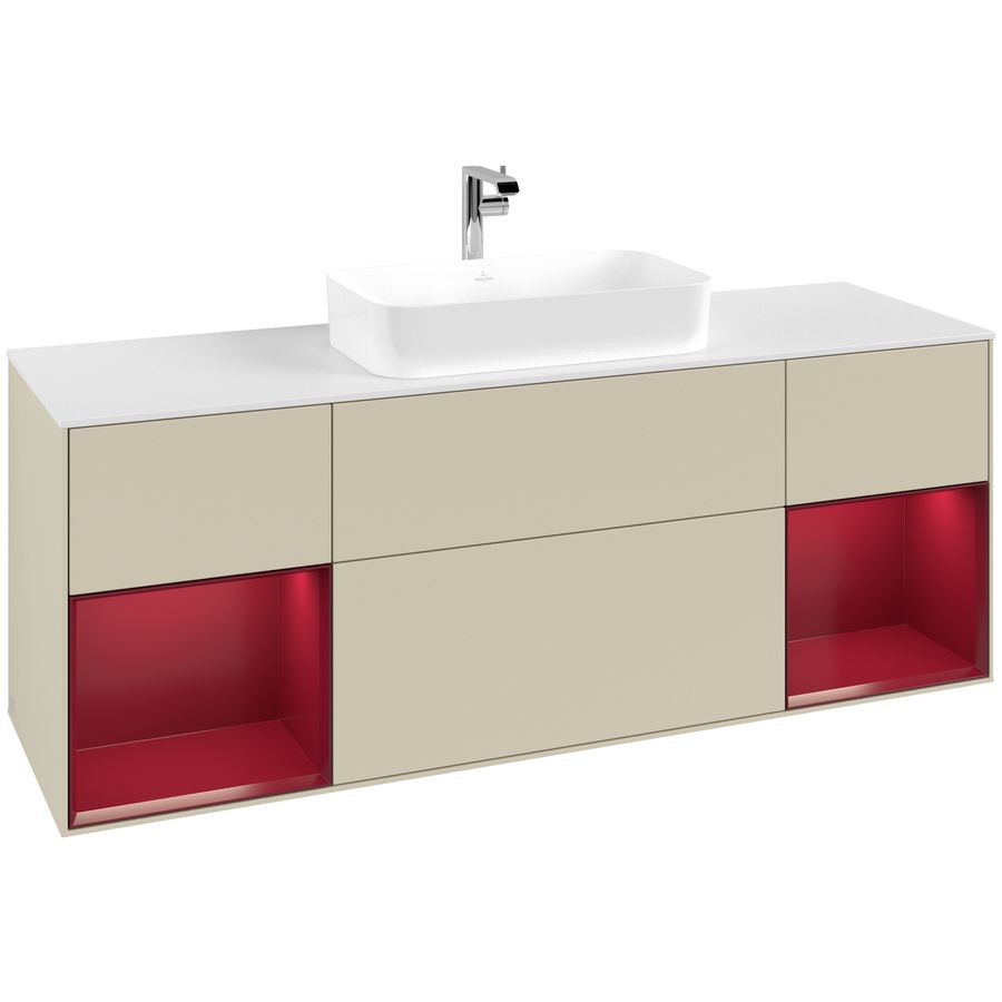 Wastafelonderkast Finion 1600x603x501mm S.Grey Matt Lacquer F331HBHJ