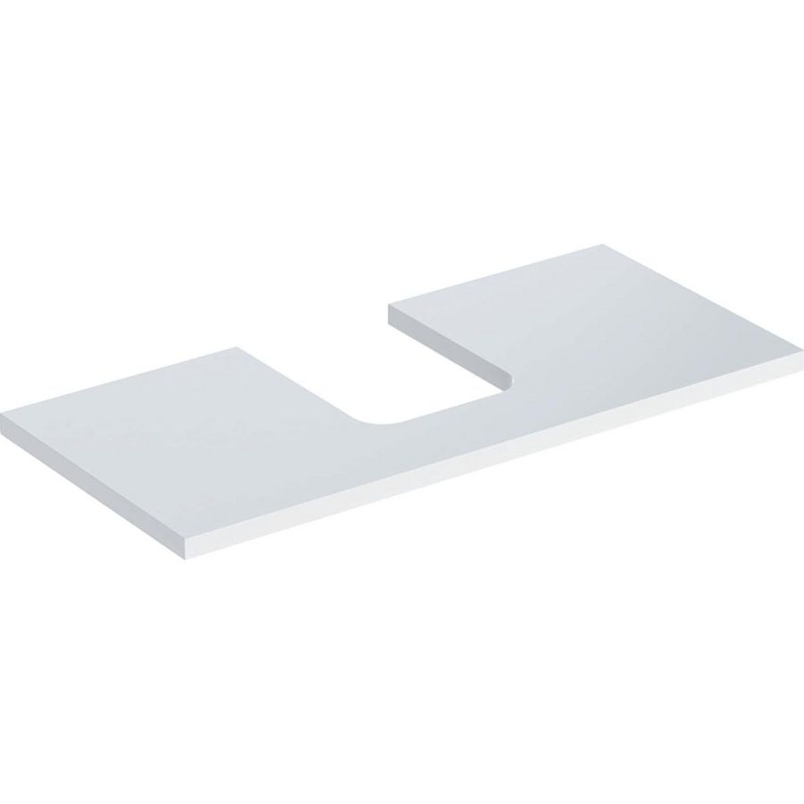 Wastafelblad voor opzetwastafel 105cm wit hoogglans uitsparing afgerond gecentreerd ONE