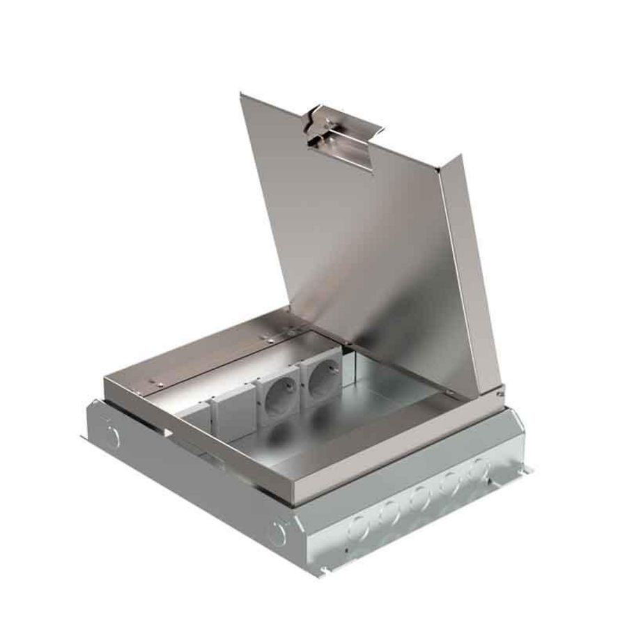 Vloercontactdoos instort 50mm 2x wandcontactdoos 6x data uitsparing RVS T25ZR