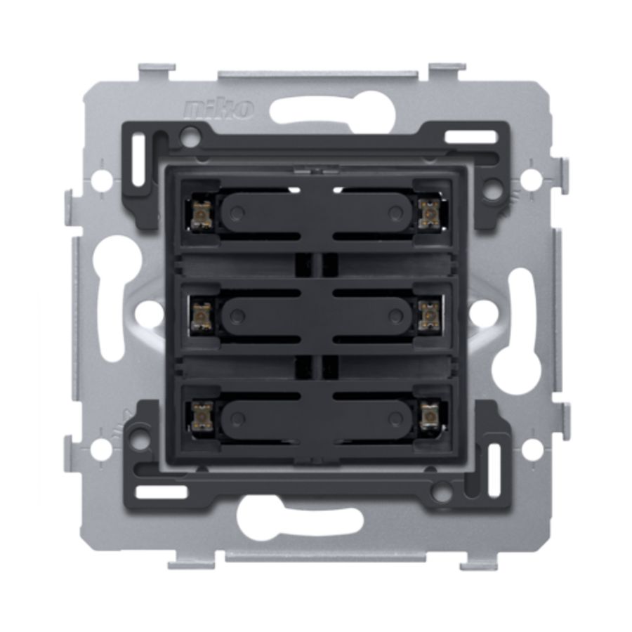 Sokkel 6-voudige pot.vrije drukknop 24V N.O. witte leds