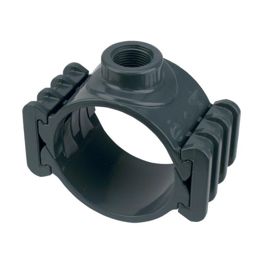 Klem aanboorzadel PVC Ø110mm aansl. binnendraad G1/2" conisch PN10 donkergrijs