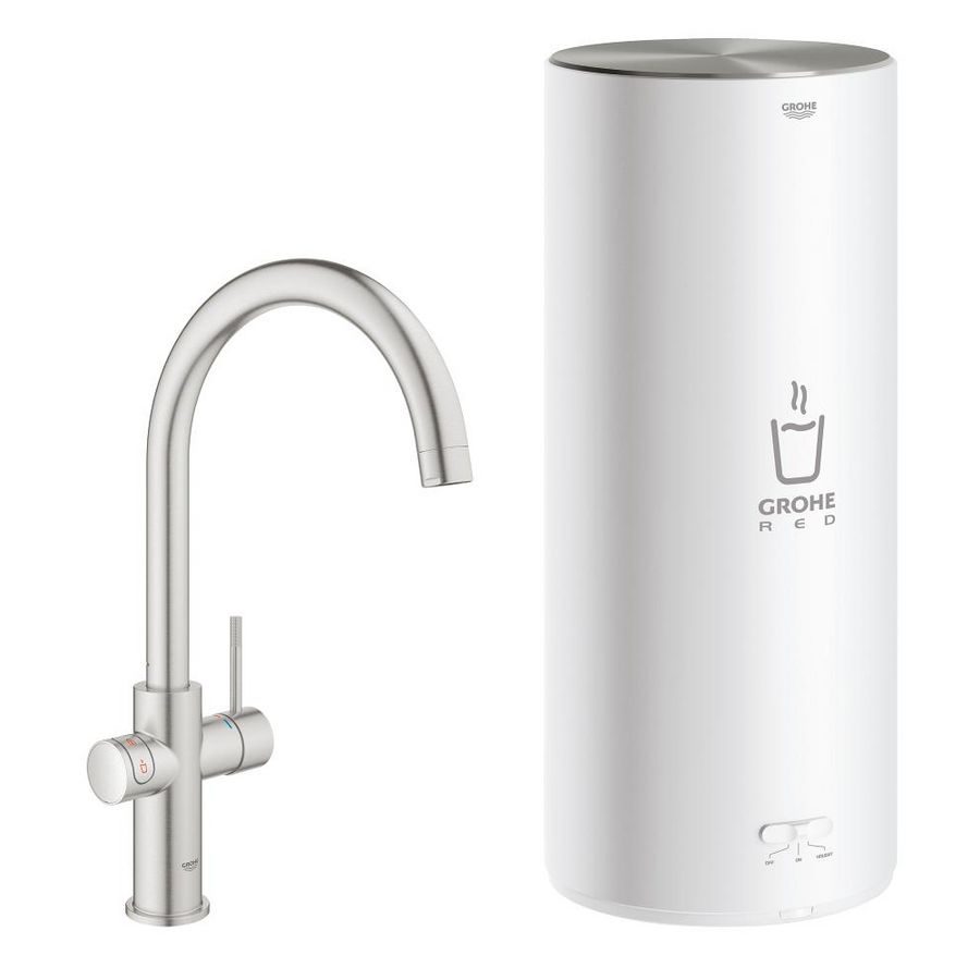 Red duo keukenmengkraan supersteel (rvs look) incl. c-uitloop+combiboiler