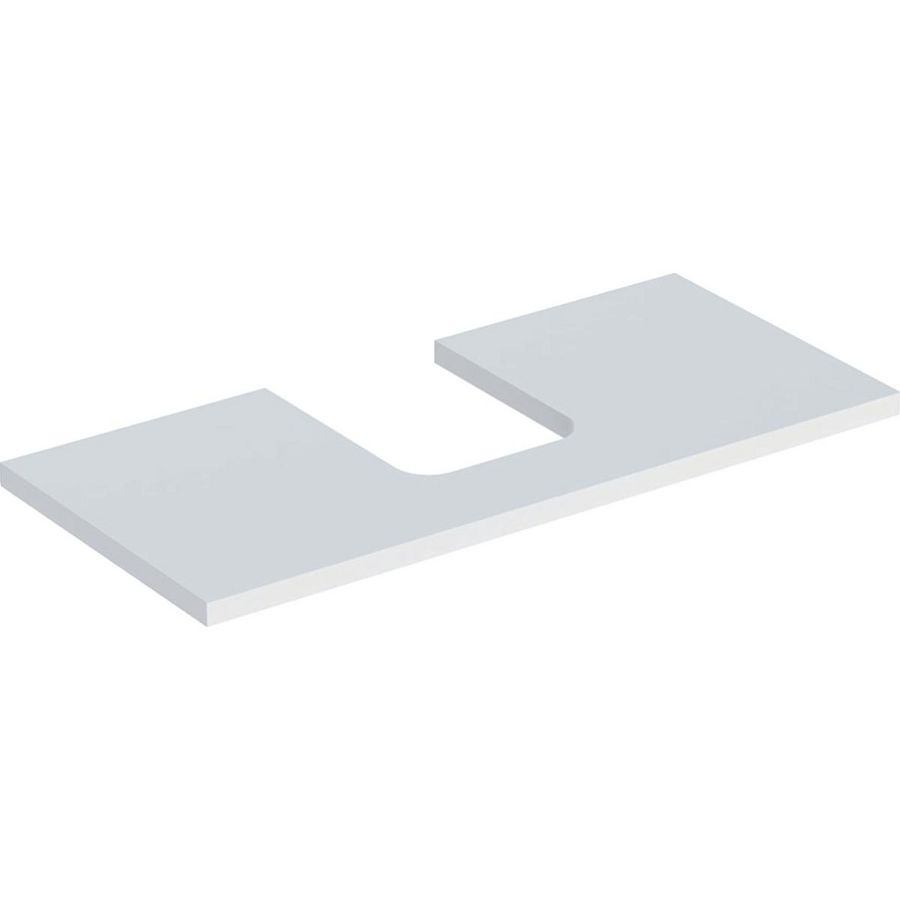 Wastafelblad voor opzetwastafel 105cm mat wit uitsparing afgerond gecentreerd ONE