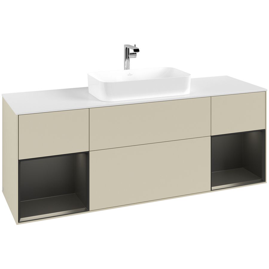 Wastafelonderkast Finion 1600x603x501mm S.Grey Matt Lacquer F331PDHJ