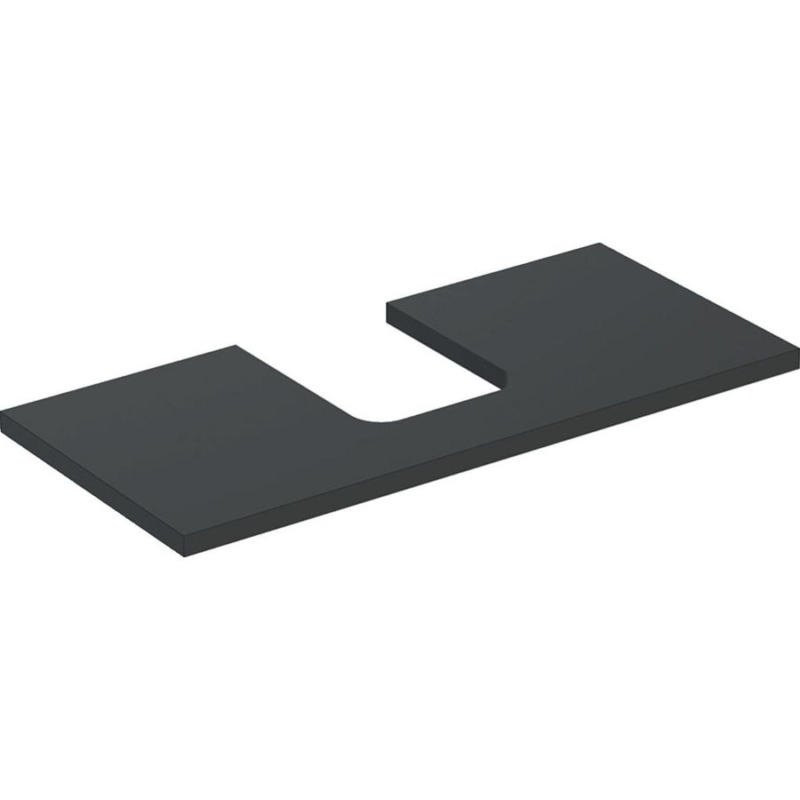 Wastafelblad voor opzetwastafel 105cm lava mat uitsparing afgerond gecentreerd ONE