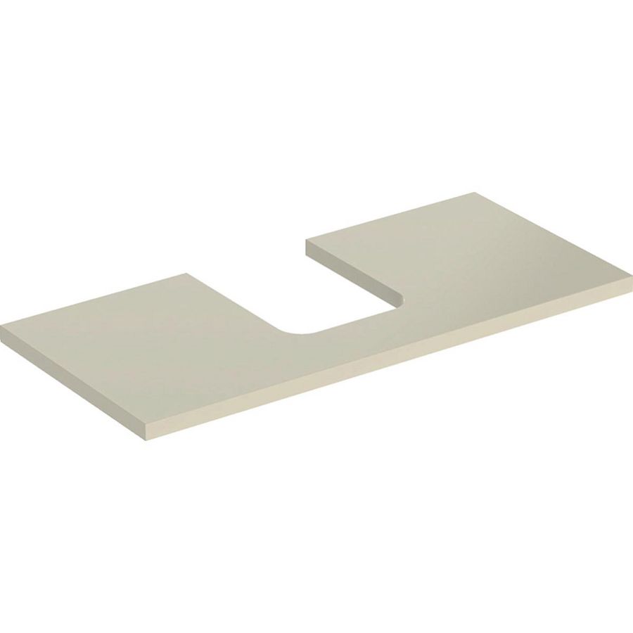 Wastafelblad voor opzetwastafel 105cm zandgrijs hoogglans uitsparing afgerond gecentreerd ONE