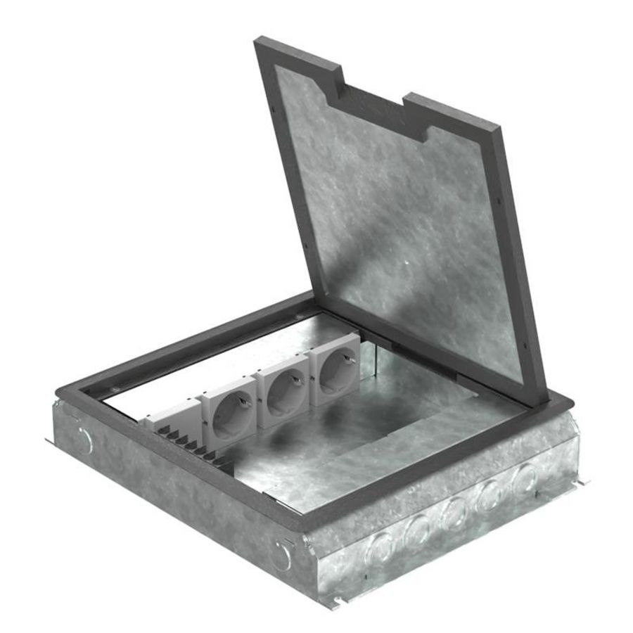 Vloercontactdoos instort 50mm 3x wandcontactdoos 4x M45 leeg kunststof T3 klapdeksel