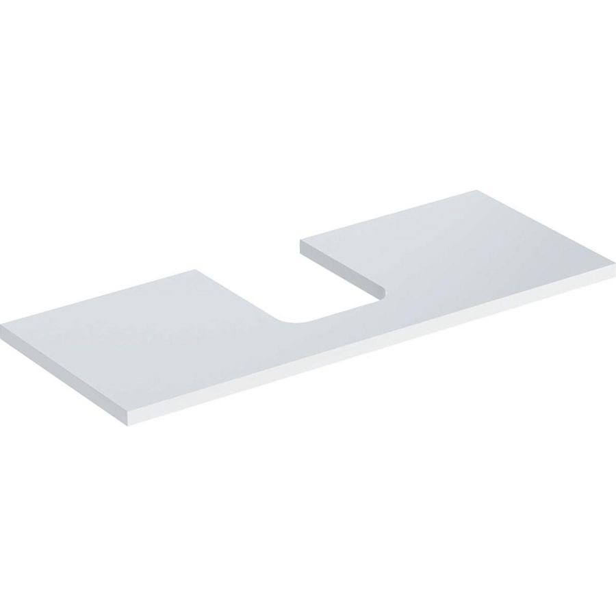 Wastafelblad voor opzetwastafel 120cm wit hoogglans uitsparing afgerond gecentreerd ONE