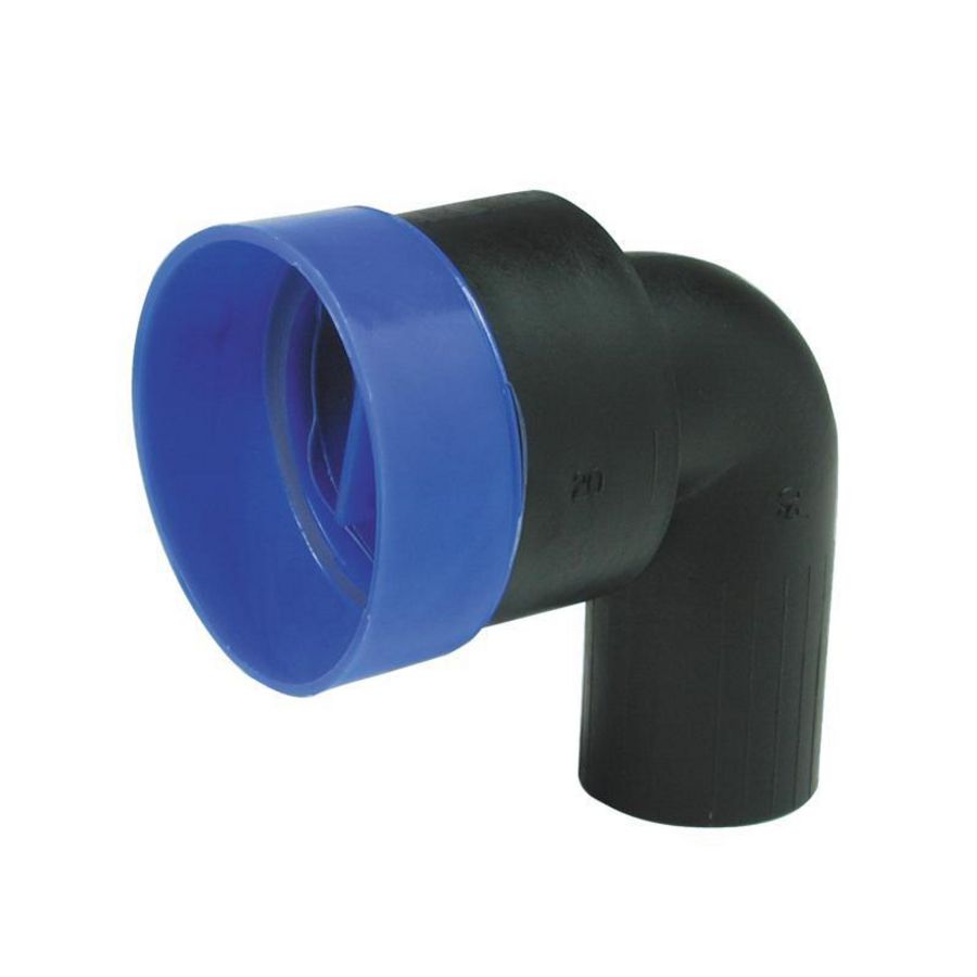 PE aansluitbocht 90° 50x58mm PN4 zwart