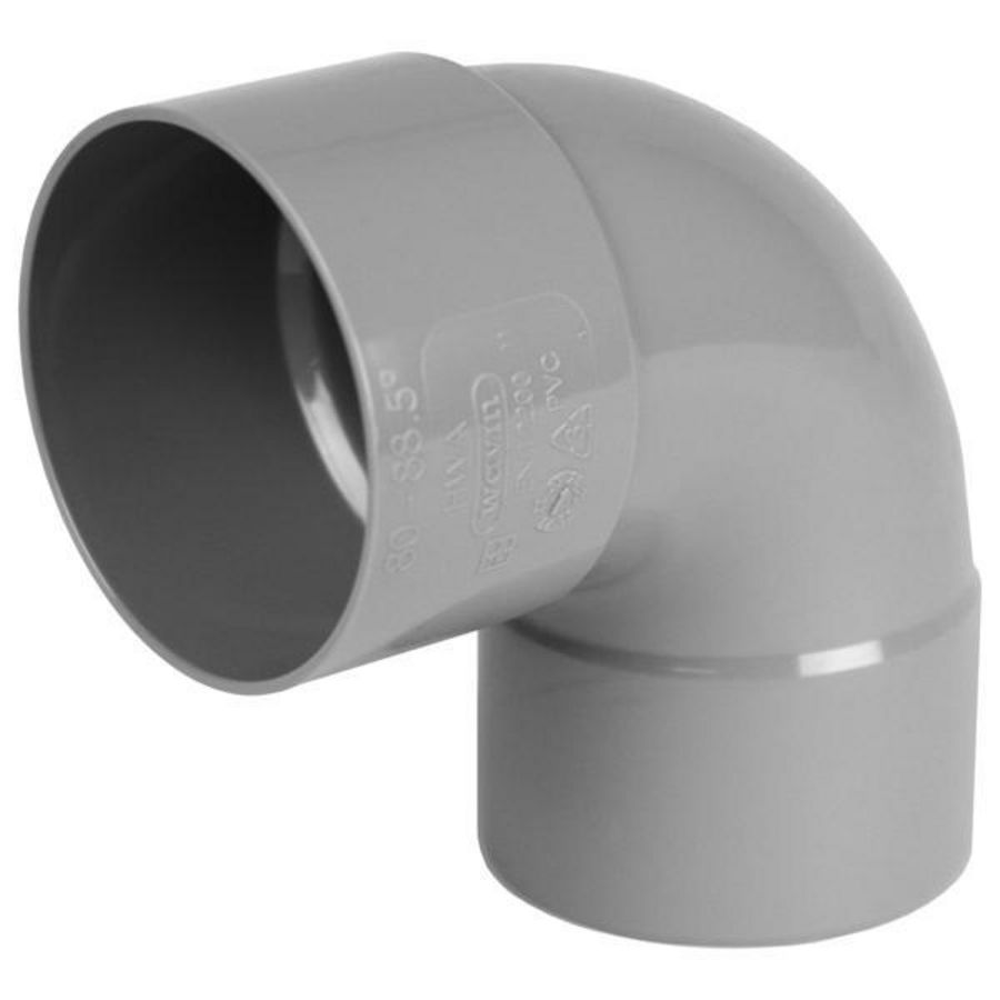 PVC HWA bocht 88° 80mm grijs mof/spie