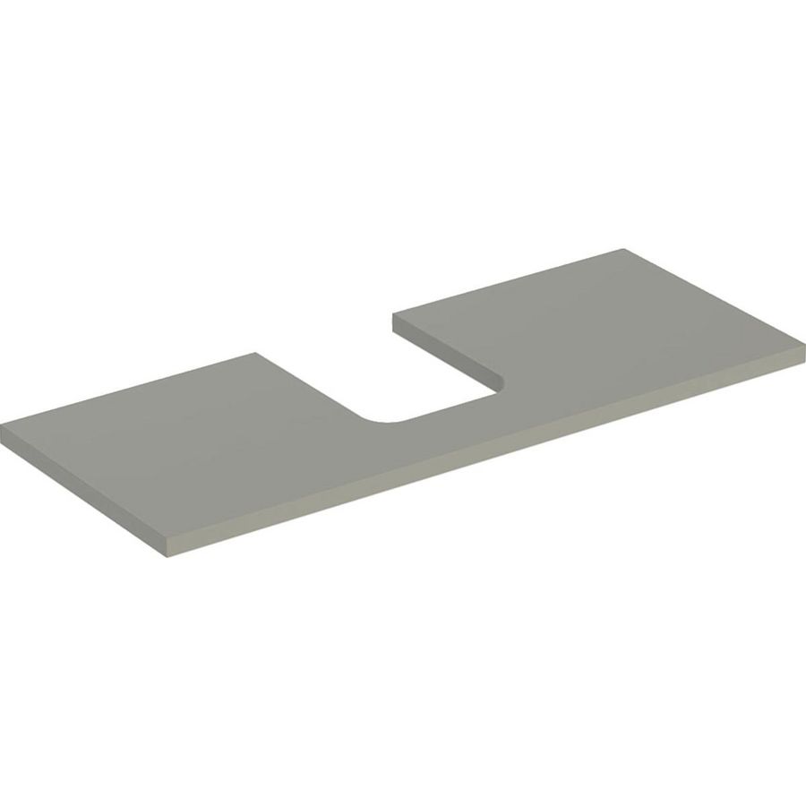 Wastafelblad voor opzetwastafel 120cm greige mat uitsparing afgerond gecentreerd ONE