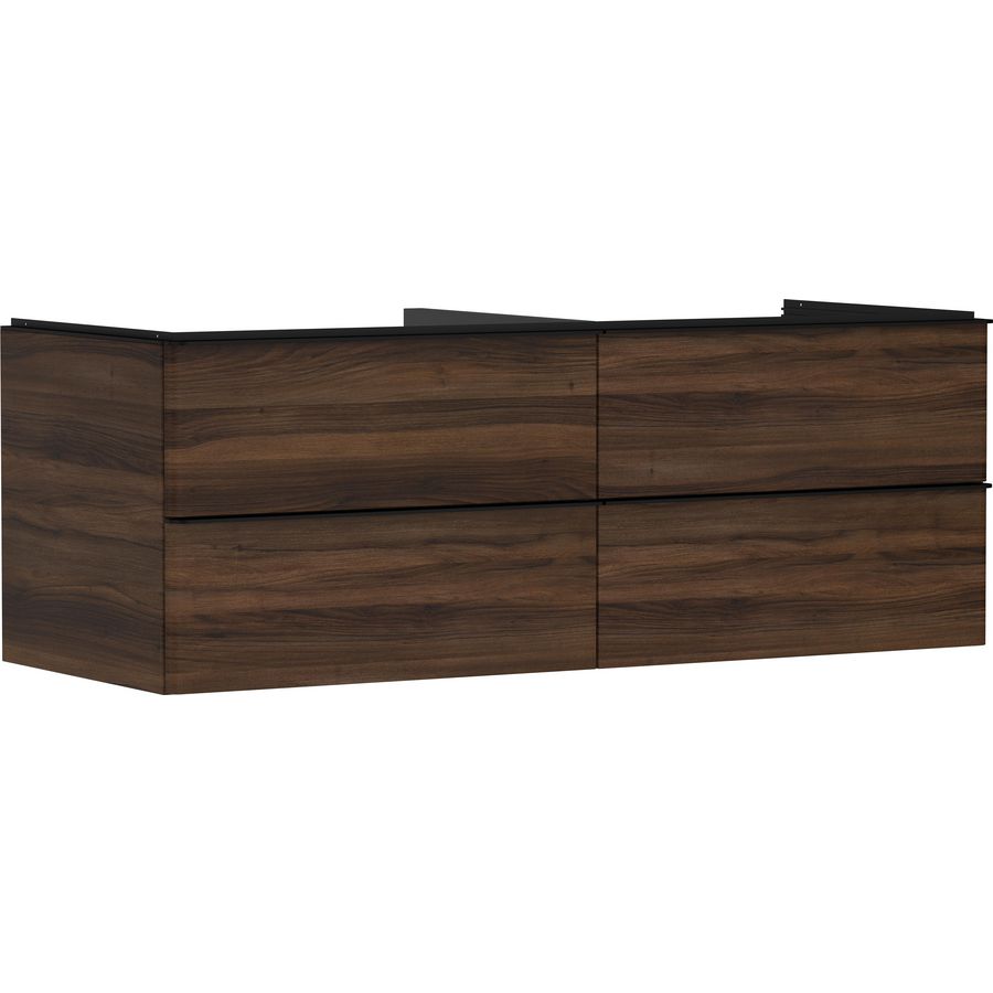 Onderkast Dark Walnut 1360x550mm 4x la voor consoles met waskom greepkleur mat zwart Xelu Q 54089670