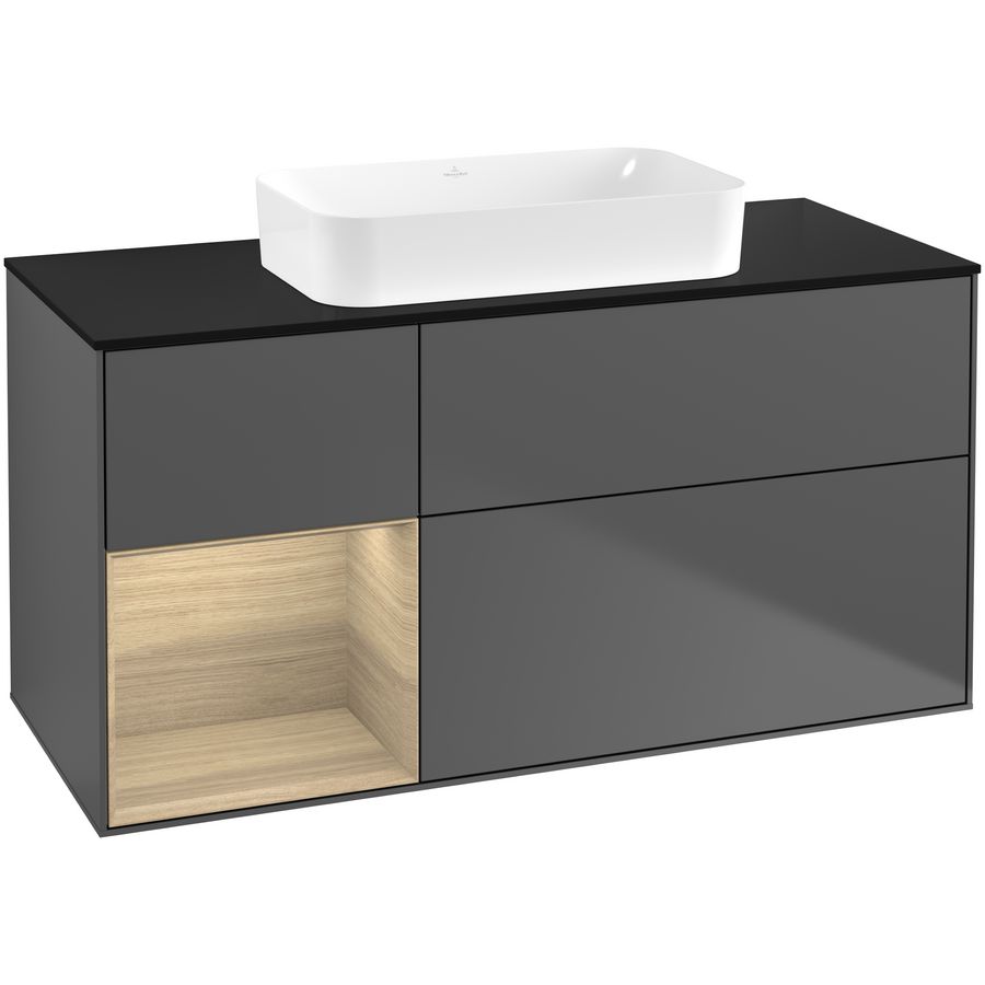 Wastafelonderkast Finion 1200x603x501mm Antr. Matt Lacquer F702PCGK