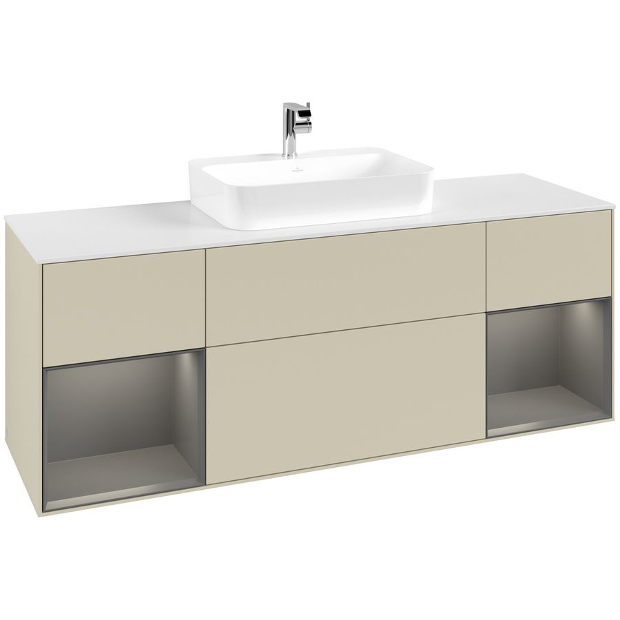 Wastafelonderkast Finion 1600x603x501mm S.Grey Matt Lacquer F451GKHJ
