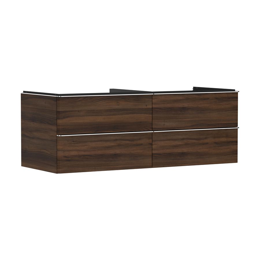 Onderkast Dark Walnut 1360x550mm 4x la voor consoles met waskom greepkleur chroom Xelu Q 54089000