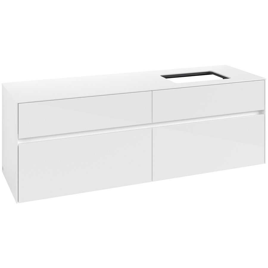 Wastafelonderkast Collaro 1600x548x500mm Glossy White C12200DH