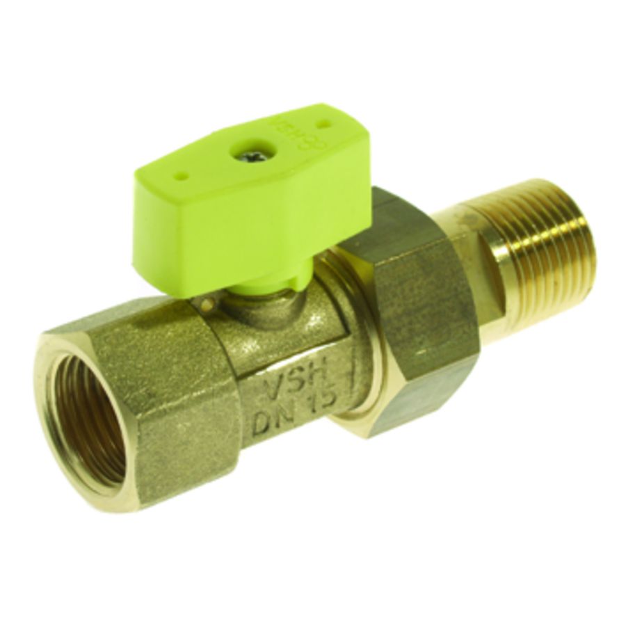 Gaskogelkraan messing 1"bn.xkoppeling bt. g