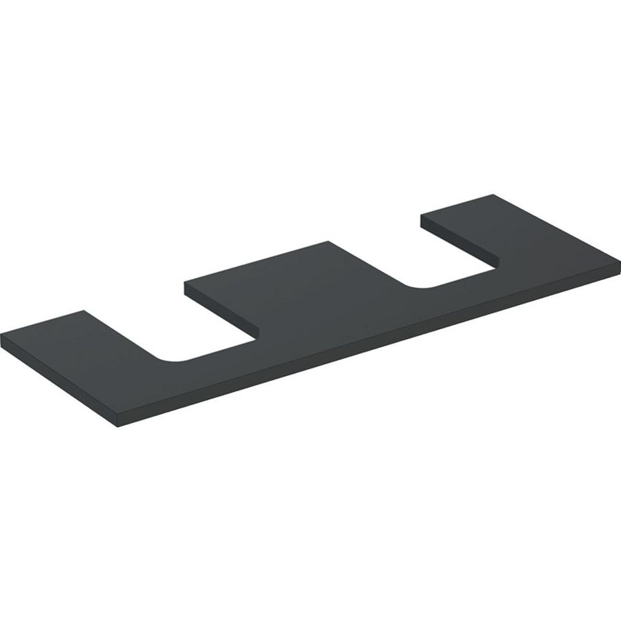 Wastafelblad voor opzetwastafel 135cm lava mat uitsparing afgerond links + rechts ONE