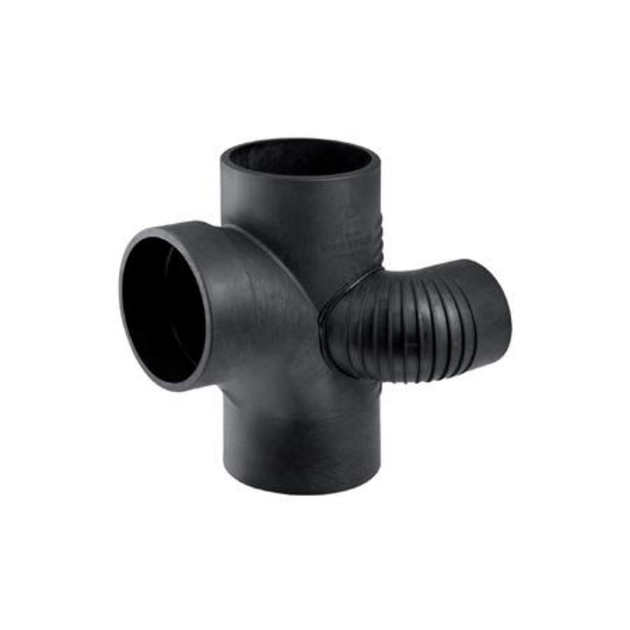 T-stuk verlopend stromend aansl parallel links 90x90x75mm polyethyleen (PE) Silent-db20 geluidsarm