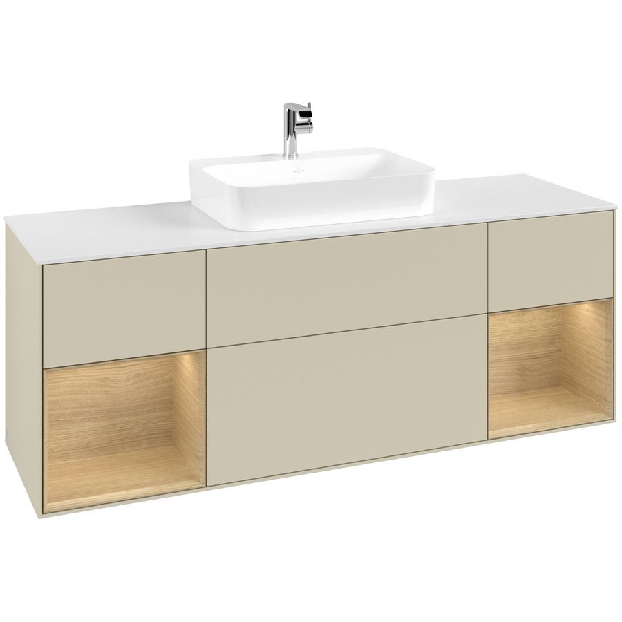 Wastafelonderkast Finion 1600x603x501mm S.Grey Matt Lacquer F451PCHJ