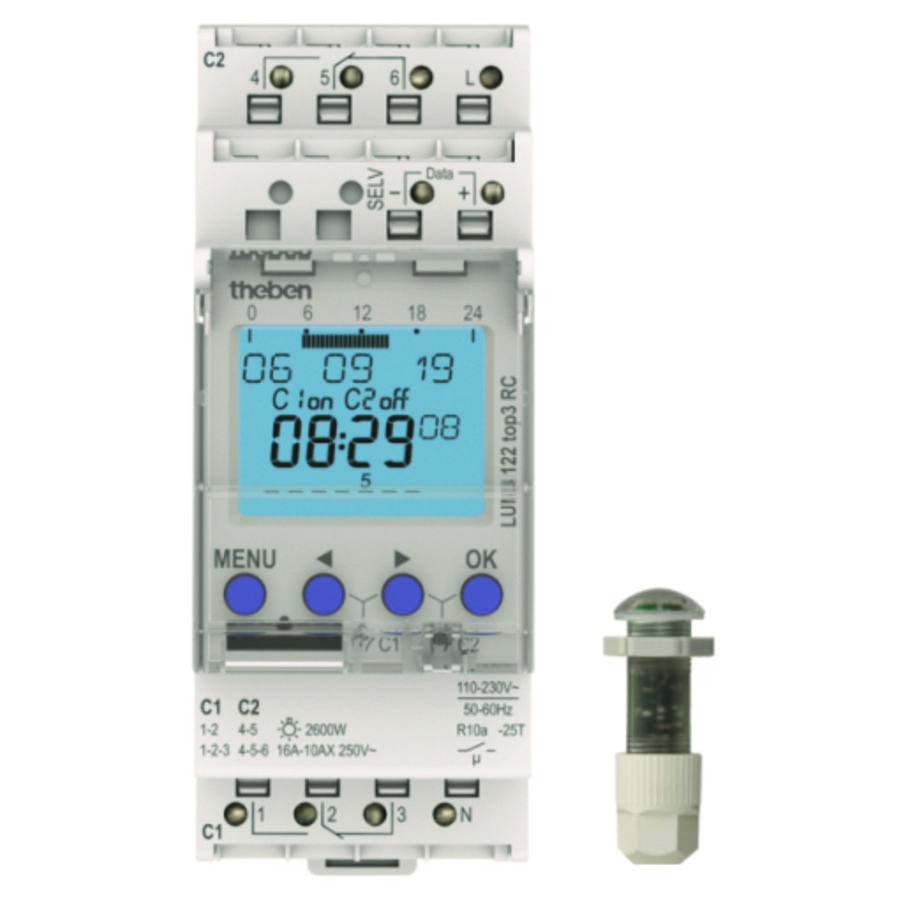 Schemerschakelaar schakelklok inbouw -lichtsensor 2 kanaal RC-mo