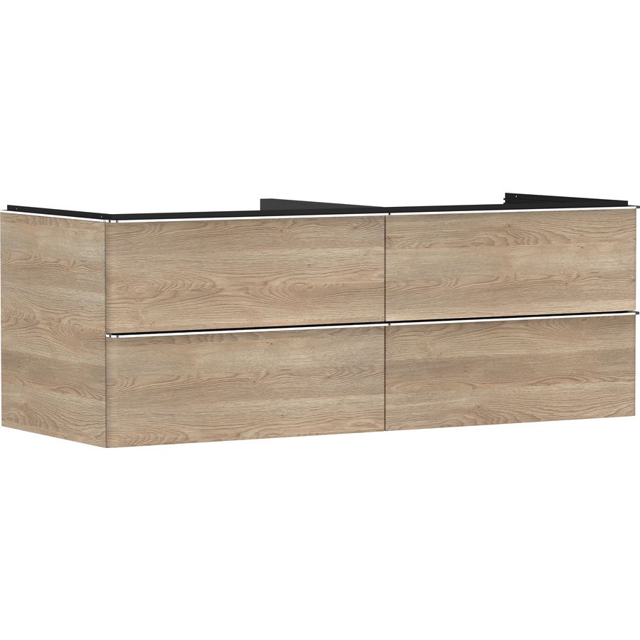 Onderkast Natural Oak 1360x550mm 4x la voor consoles met waskom greepkleur chroom Xelu Q 54088000