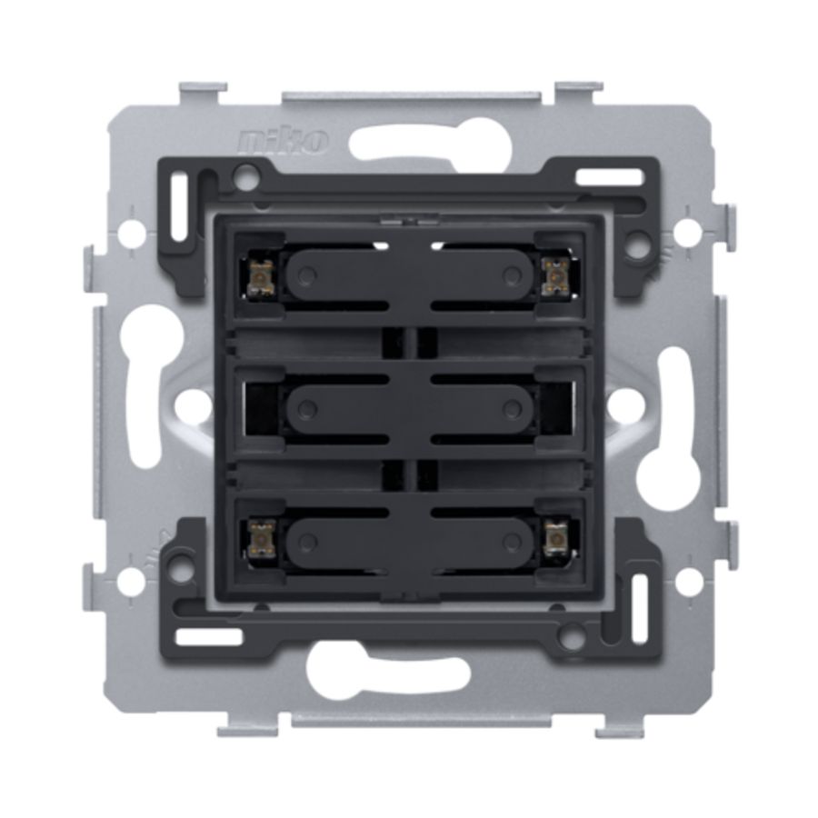 Sokkel 4-voudige pot.vrije drukknop 24V N.O. amberkleur led