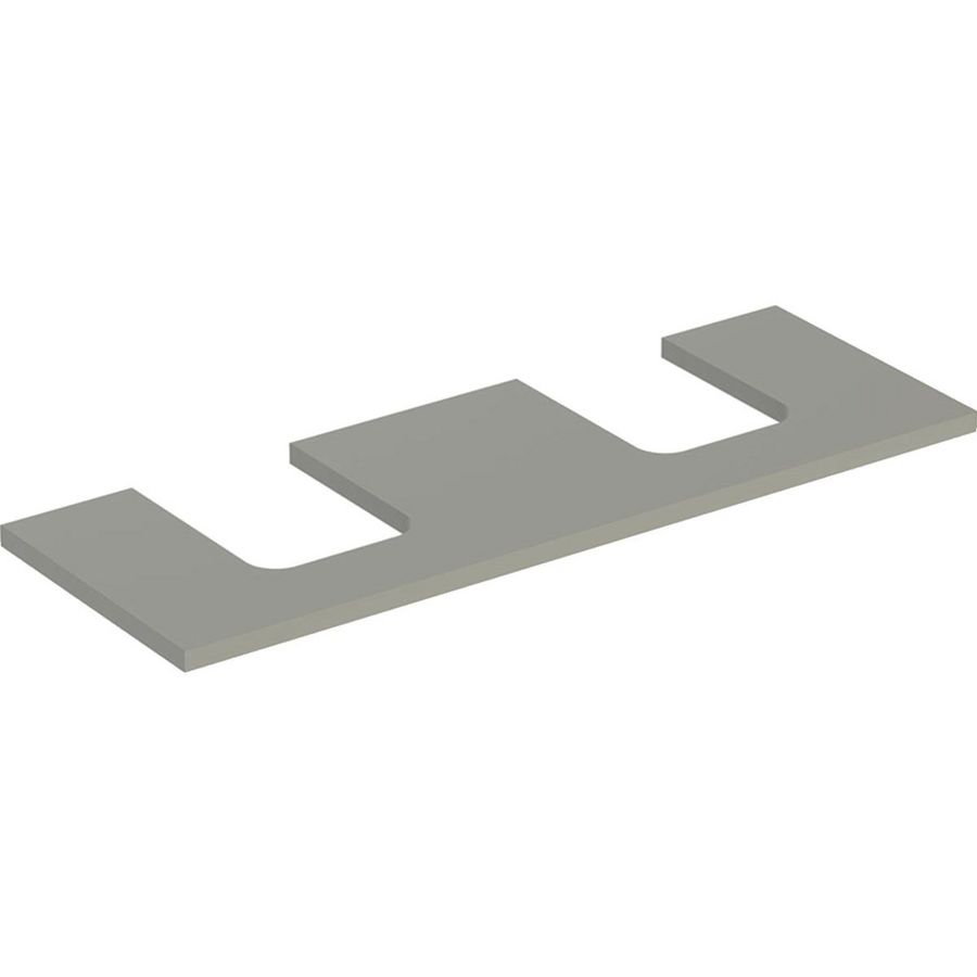 Wastafelblad voor opzetwastafel 135cm greige mat uitsparing afgerond links + rechts ONE
