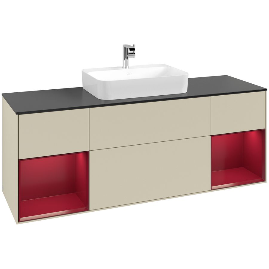 Wastafelonderkast Finion 1600x603x501mm S.Grey Matt Lacquer F452HBHJ