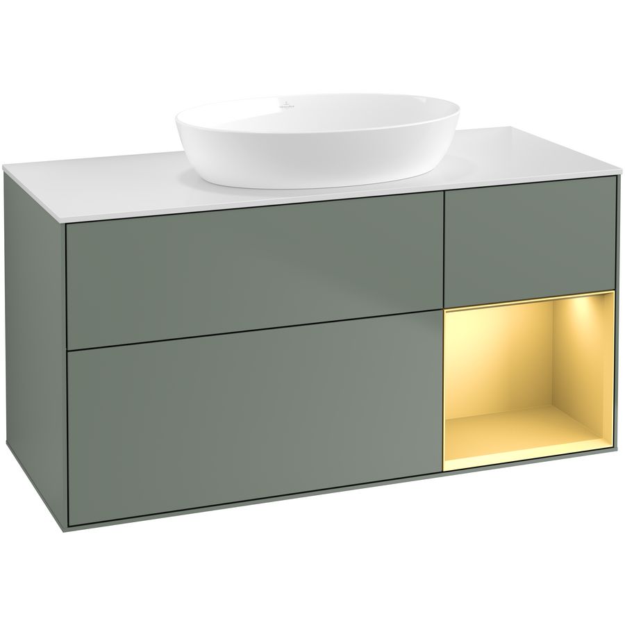 Wastafelonderkast Finion 1200x603x501mm Olive Matt Lacquer GA71HFGM